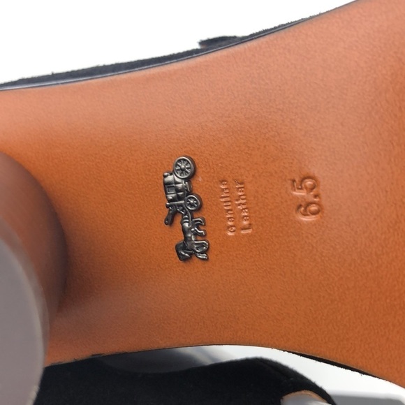 NEW Coach Buckle Rivet Strappy Suede Peep Toe Ankle Strap Heels Sandals 6.5 - Picture 11 of 14